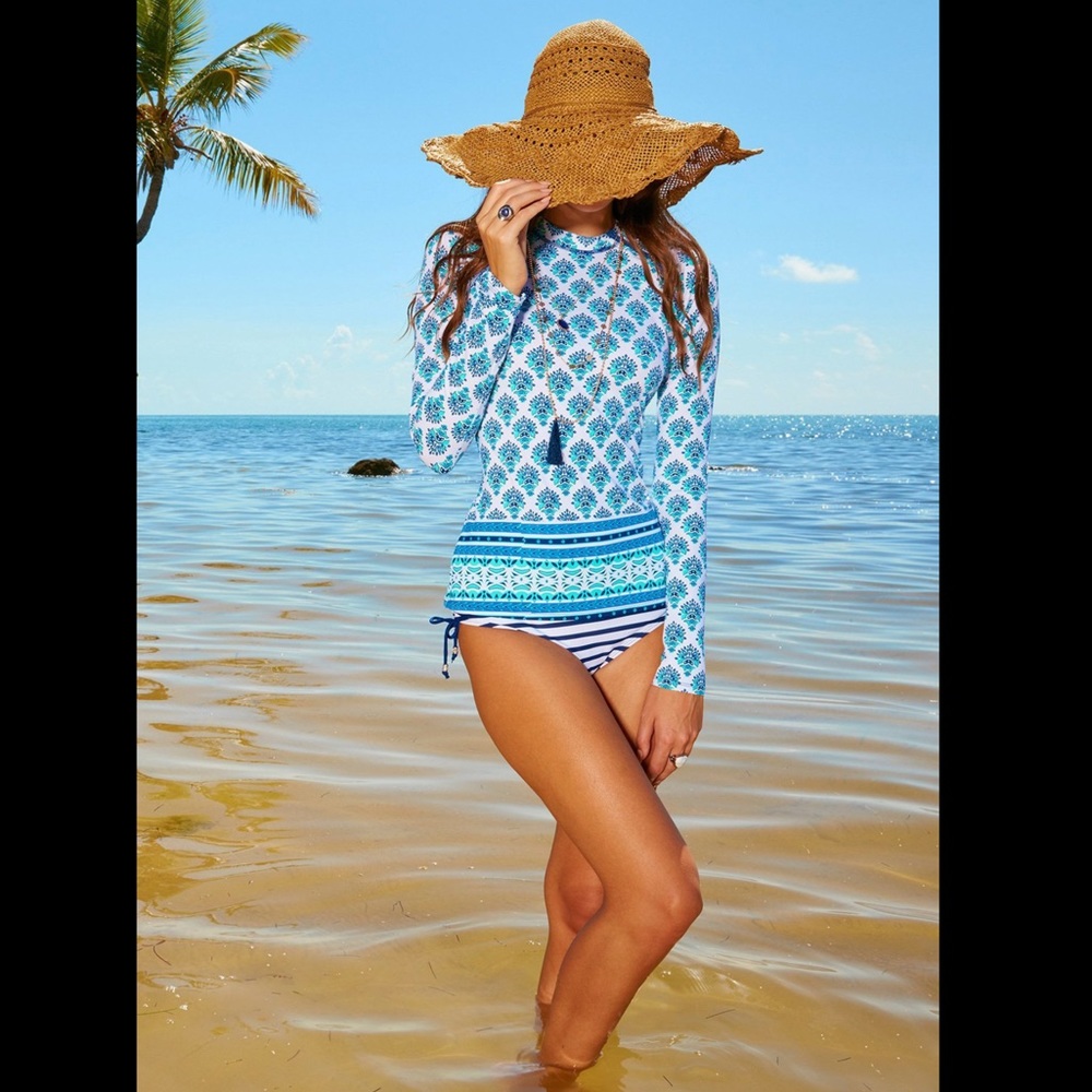 CABANA LIFE COASTAL CRUSH ZIPPER RASHGUARD 50+UV